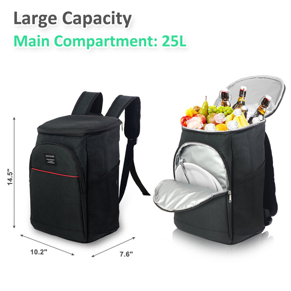 25L Camping Backpack Insulated Cooler Lunch Bag Waterproof Mountaineering Backpack Leakproof Cooler Reusable Lunch Bag