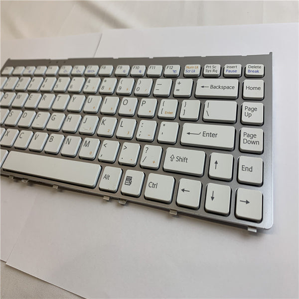 New Replacement Keyboard with Silver Frame For SONY VGN-FW 81-31105002-01 148084021 White