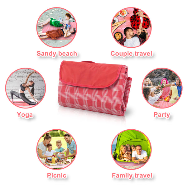 80'' Picnic Blanket Waterproof Foldable Large Placemat Beach Mat Outdoor Camping