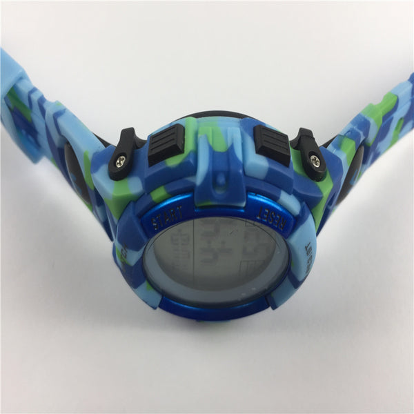 Fashionable children's digital watch Waterproof Electronic Watches Outdoor 50M 7 Colorful LED Luminous Alarm Clock 12/24H format selectable