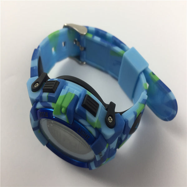 Kids Digital Sport Watch Waterproof Electronic Watches Outdoor 50M 7 Colorful LED Luminous Alarm Clock 12/24 H Stopwatch Calenda