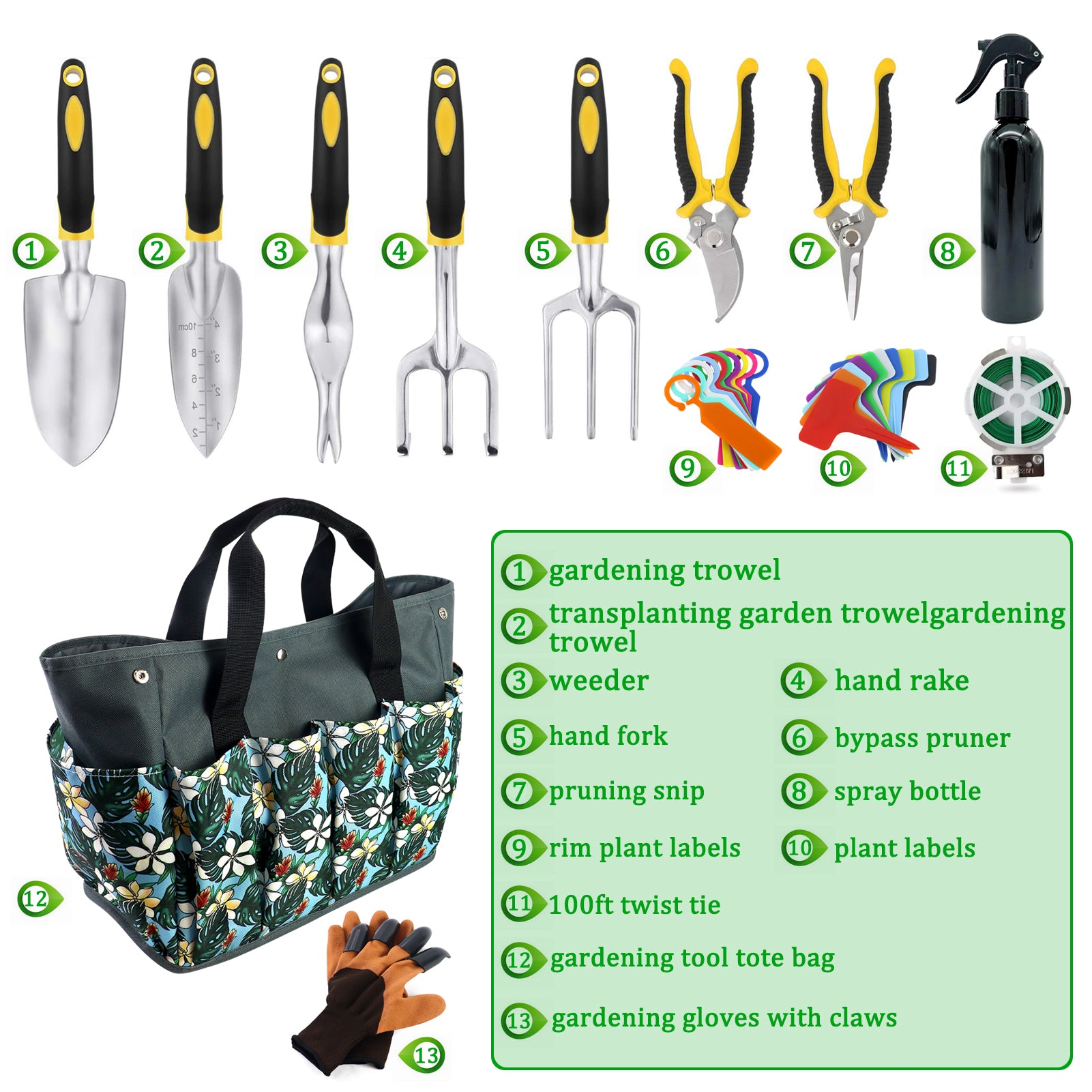 32 Piece Garden Tools Set Aluminium Alloy Hand Tools with Garden Tool Bag Gift