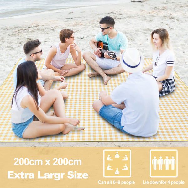 Beach Mat Outdoor Camping Picnic Blanket Foldable Large Placemat Yellow