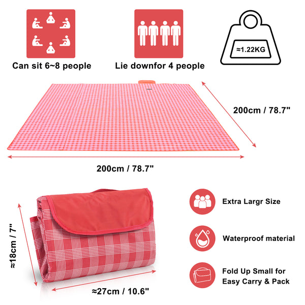 80 Inch Picnic Blanket Foldable Large Place Mat Beach Mat Outdoor Camping Pink