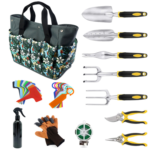 Heavy Duty Aluminum Gardening Tools Garden Gloves & Organizer Tote Bag As a Gift