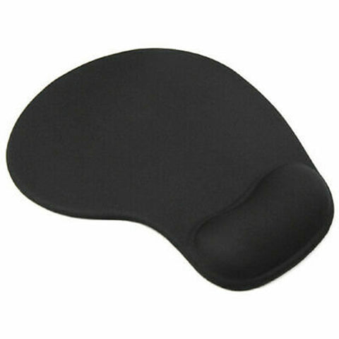 BLACK ANTI-SLIP MOUSE MAT PAD WITH FOAM WRIST SUPPORT PC & LAPTOP